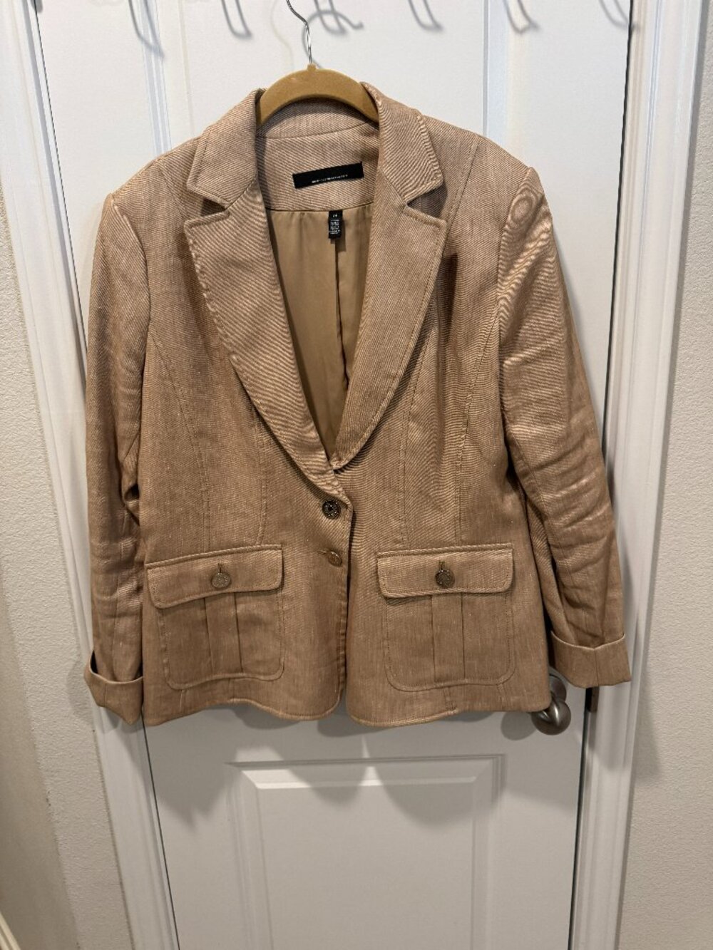 WHBM khaki lined blazer size 14